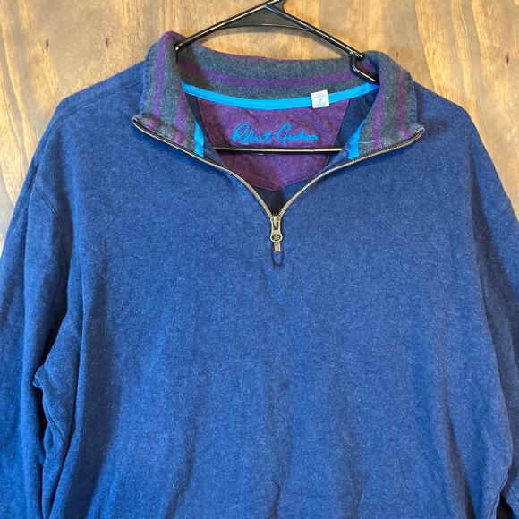 Robert Graham Mens Sweater Blue Purple 1/4 Zip Pullover Classic Fit Small - Picture 2 of 13